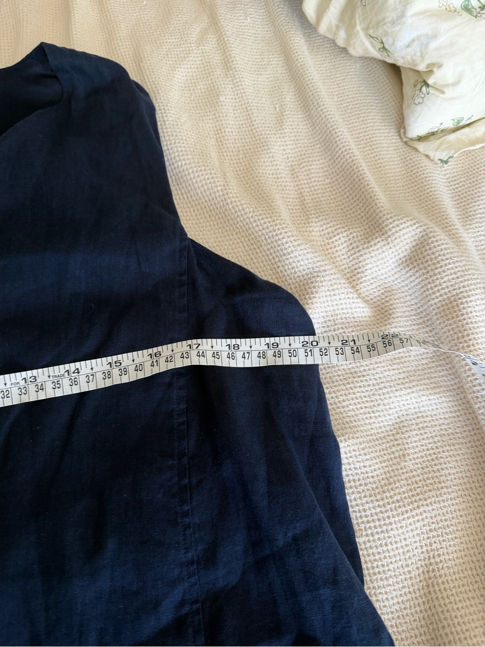 J.McLaughlin 100% Linen Quietluxury V-Neck A-Line Pocket Dress - Navy - Picture 9 of 10